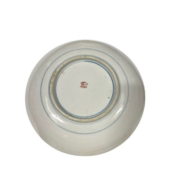 Vintage Japan KOI FISH BOWL Plate Blue flower water gold accent Good Luck Asian - Picture 5 of 5